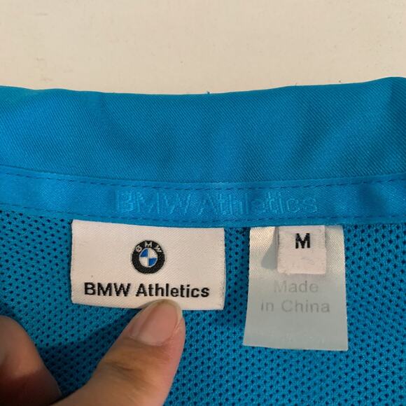 BMW Jacket Women M Medium Black Blue Athletics Full Zip Reflective Detach Sleeve - Picture 9 of 13